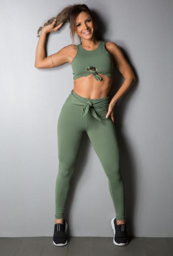 Cropped Fitness Tie Green Military