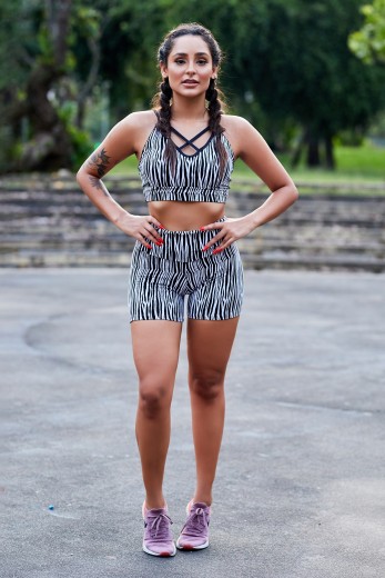 Top Strappy Jacquard Zebra Branca
