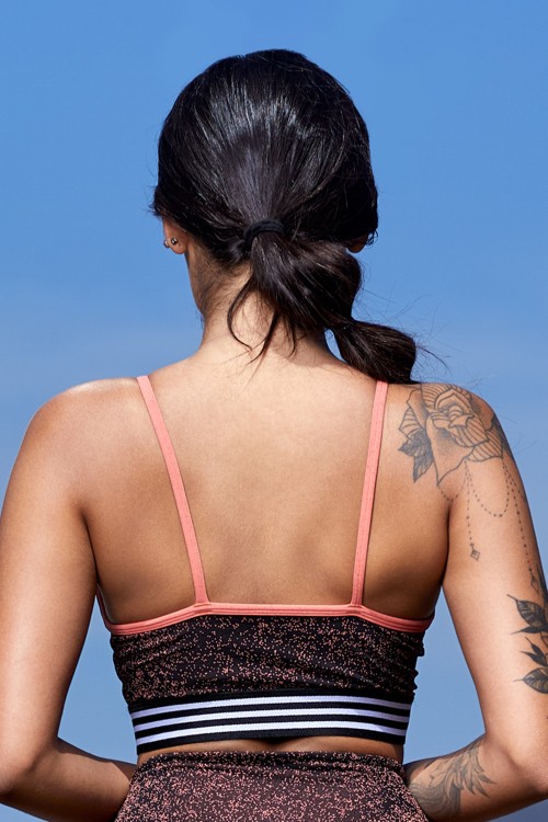 Top Strappy Jacquard Degrade Telha Com Elástico