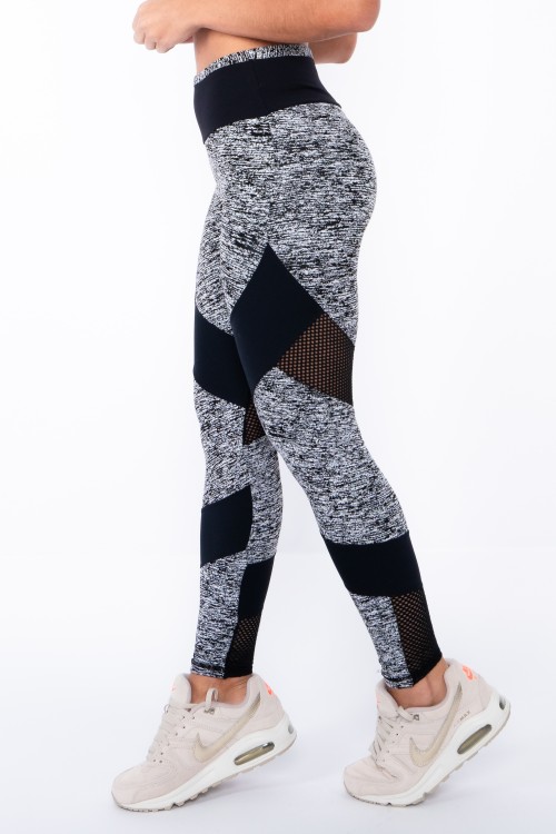 Legging Jacquard Rajada com Recortes e Tela