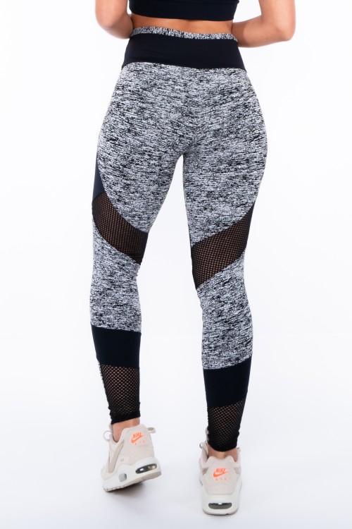 Legging Jacquard Rajada com Recortes e Tela