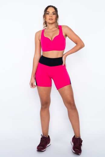 Top Fitness Básico com Bojo Rosa Pink