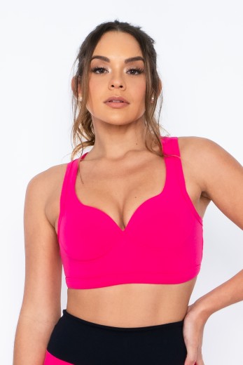 Top Fitness Básico com Bojo Rosa Pink