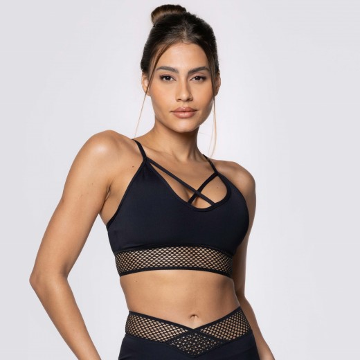 Top Fitness Strappy com Elástico Preto Sport