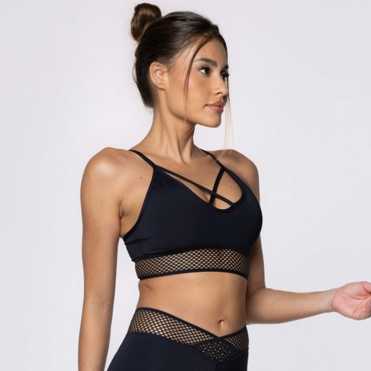 Top Fitness Strappy com Elástico Preto Sport