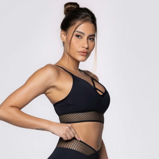 Top Fitness Strappy com Elástico Preto Sport