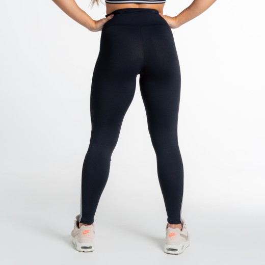 Calça Legging Poliamida Preta com Elástico Frisos