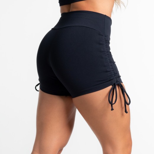 Short Fitness Rolotê Ajustável Preto