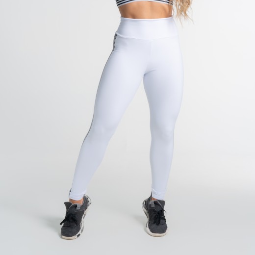 Calça Legging Poliamida Branca com Elástico Frisos