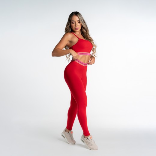 Top Fitness Vermelho com Elástico Colors