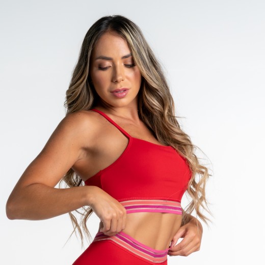 Top Fitness Vermelho com Elástico Colors