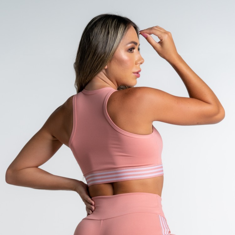 Top Fitness Poliamida Romance com Elástico Frisos