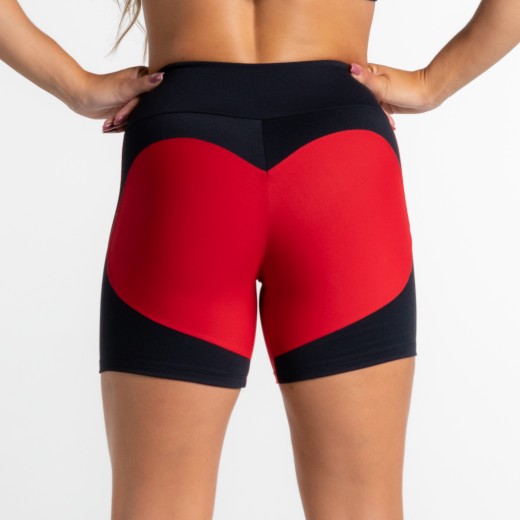 Short Apple Vermelho com Recortes em Preto