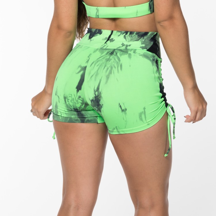 Short Fitness Poliamida Ajustável Tie Dye Verde