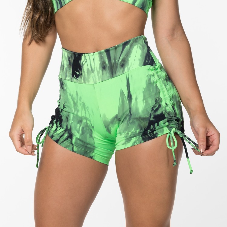 Short Fitness Poliamida Ajustável Tie Dye Verde