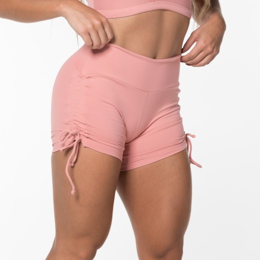 Short Fitness Rolotê Ajustável Rosê