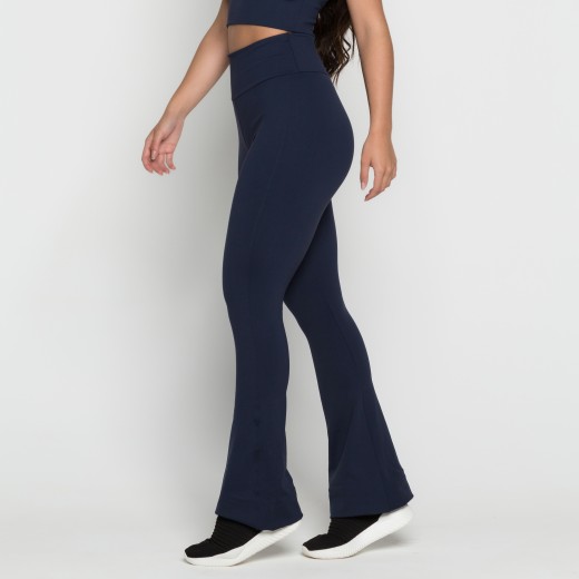 Calça Flare Poliamida Azul Marinho