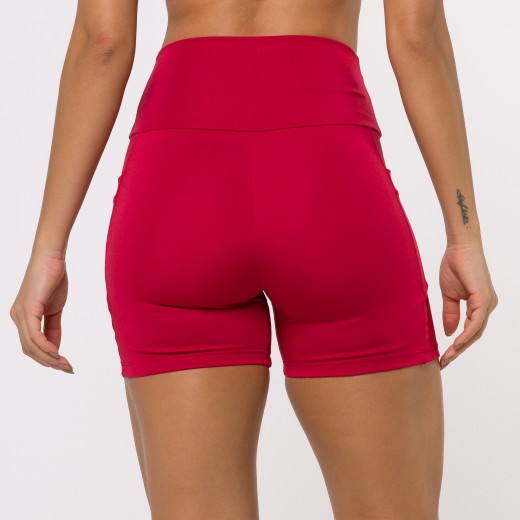 Short Fitness Basics Com Bolsos Laterais Vermelho