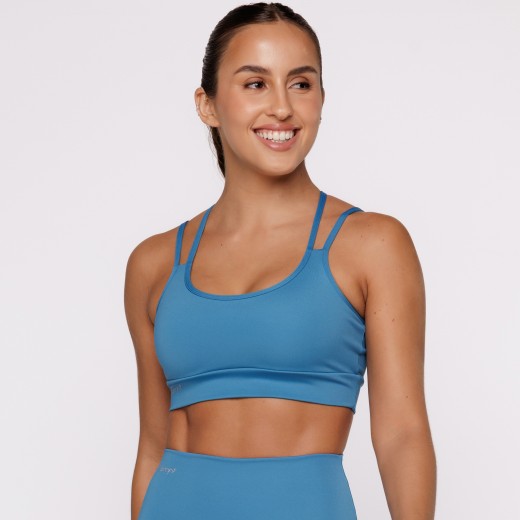 Top Fitness Basics com Alças Duplas Azul Turquesa