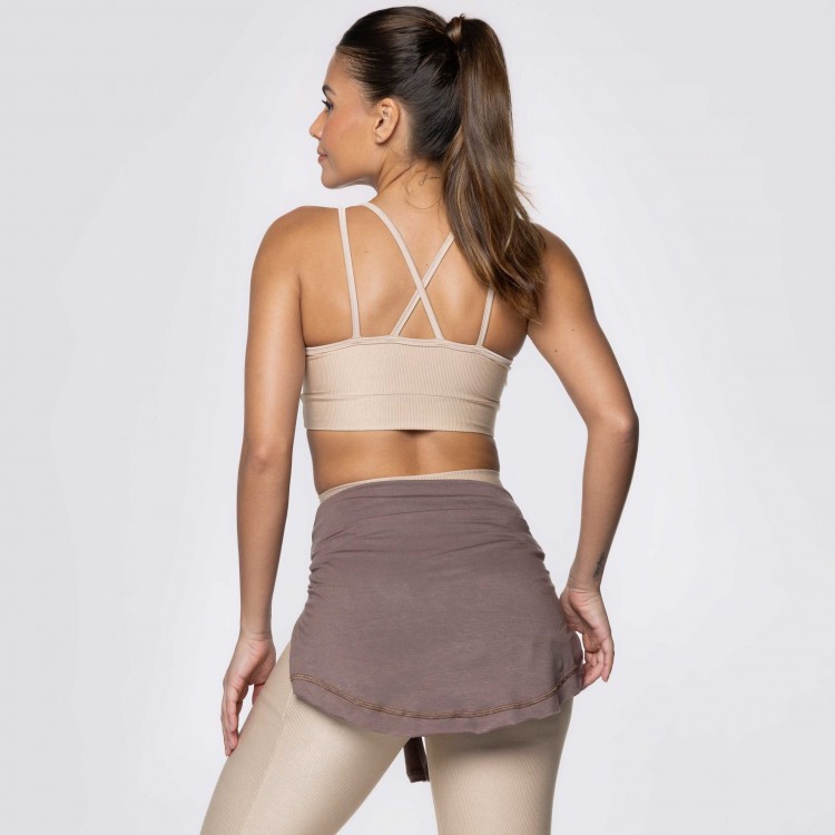 Tapa Bumbum e Cropped Marrom Café