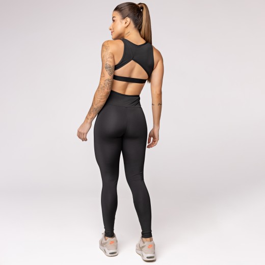 Macacão Fitness Assimétrico Preto