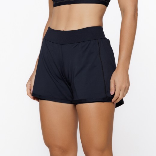 Short Duplo com Bolsos Laterais Preto