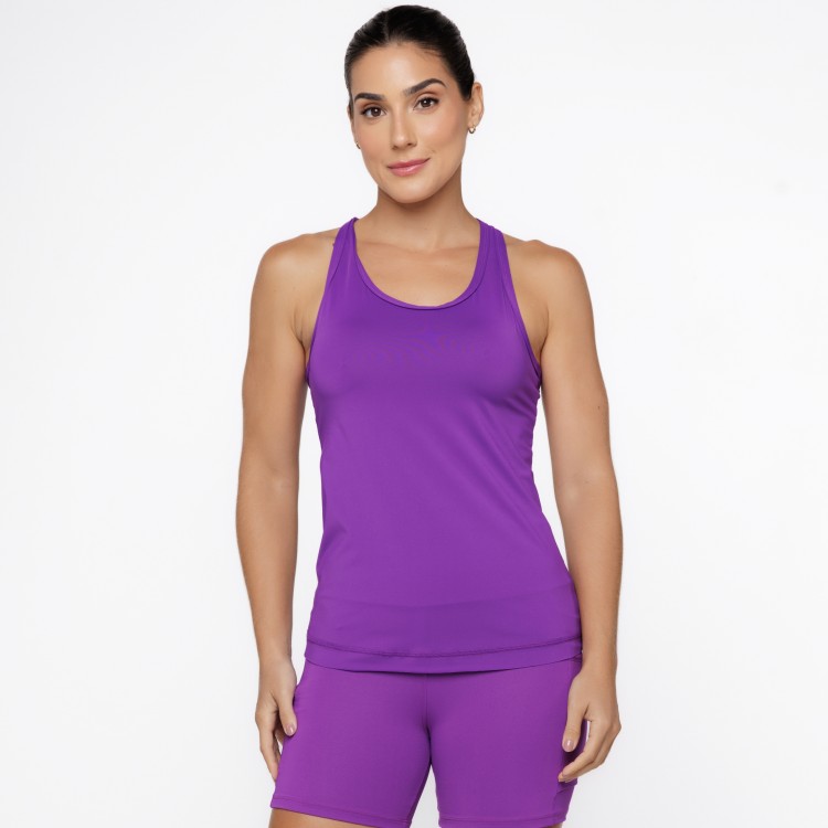 Regata com Decote nas Costas e Proteção UV50+ Roxa