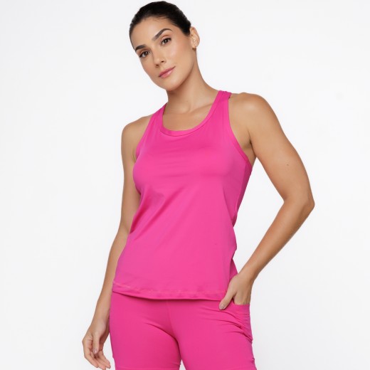 Regata com Decote nas Costas e Proteção UV50+ Rosa