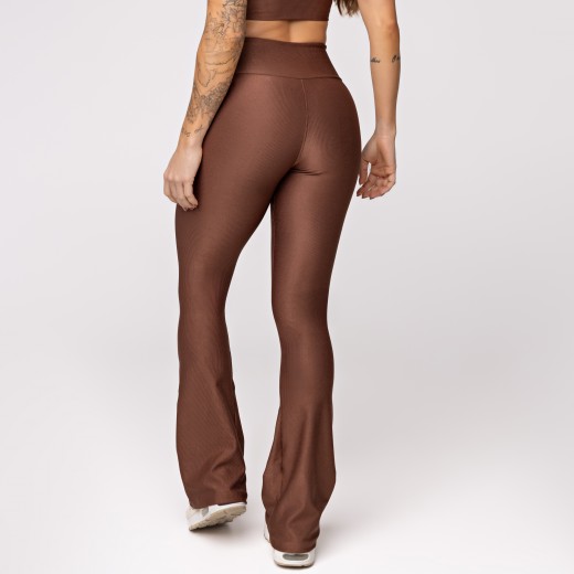 Calça Flare Canelada Marrom