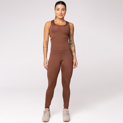 Macacão Fitness Assimétrico Marrom