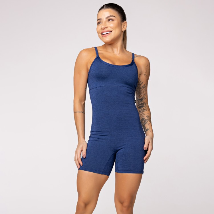 Macaquinho Fitness Melange Azul