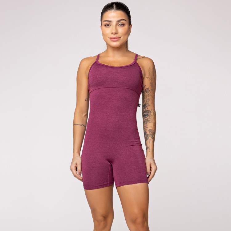 Macaquinho Fitness Melange Vinho