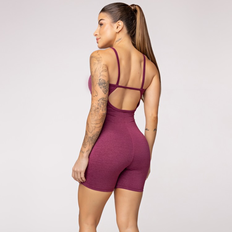 Macaquinho Fitness Melange Vinho