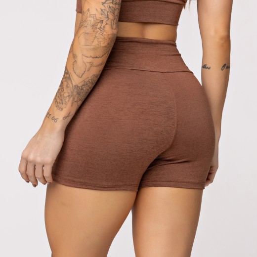 Short Fitness Melange Marrom