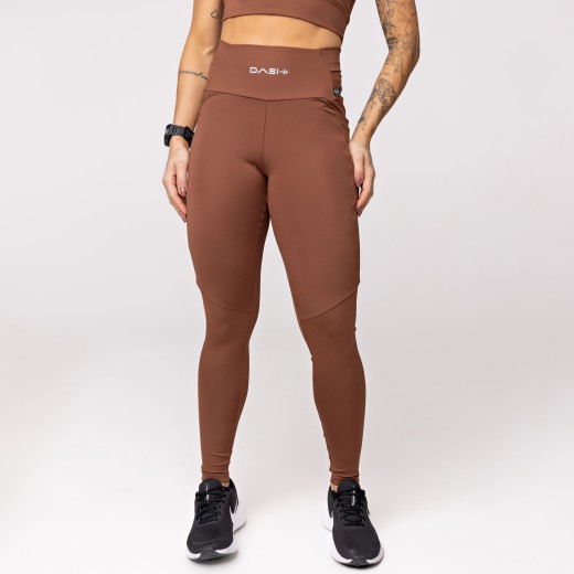 Legging Baixa Pace Com 6 bolsos Funcionais Marrom