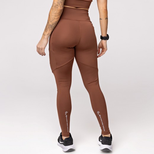 Legging Baixa Pace Com 6 bolsos Funcionais Marrom