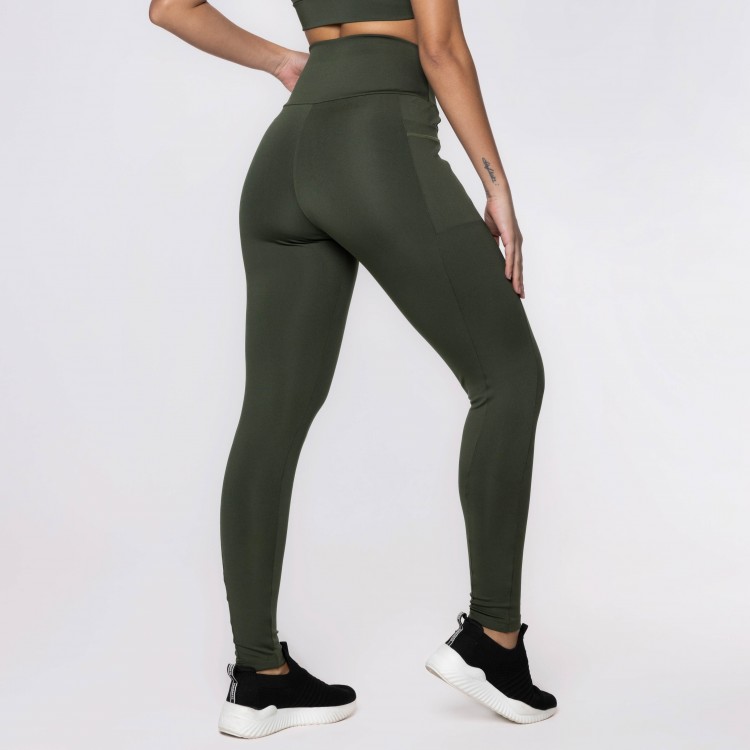 Calça Legging Basics Com Bolsos Laterais Verde Musgo