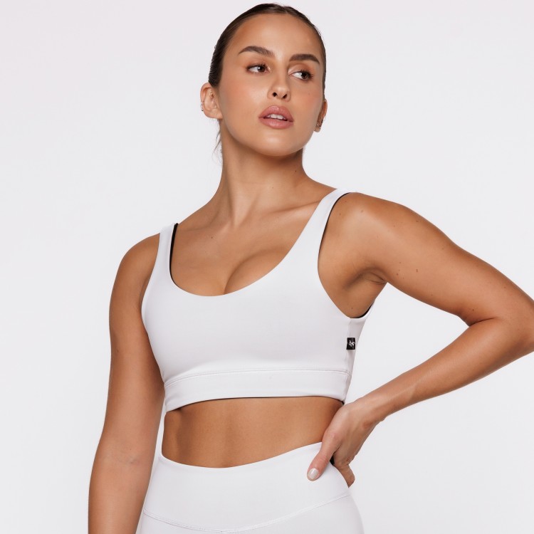 Top Fitness Reversível Branco Tenha Dois Looks em Uma Só Peça