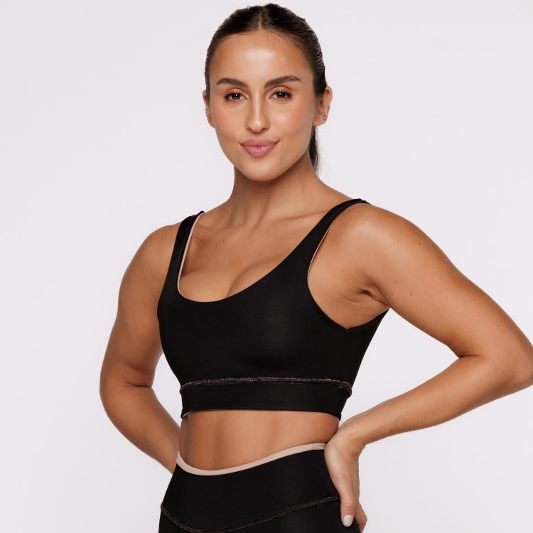Top Fitness Reversível Canela Tenha Dois Looks em Uma Só Peça