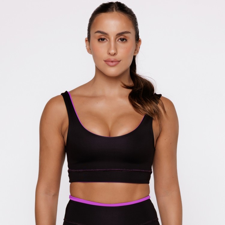 Top Fitness Reversível Fúchsia Tenha Dois Looks em Uma Só Peça