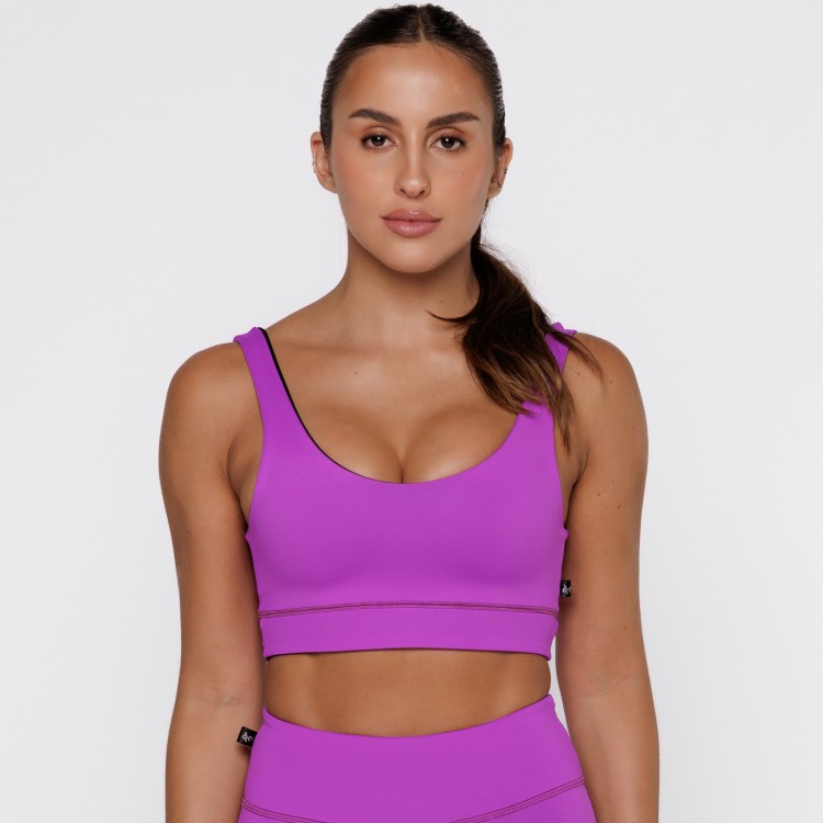 Top Fitness Reversível Fúchsia Tenha Dois Looks em Uma Só Peça