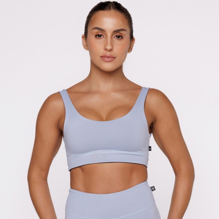 Top Fitness Reversível Azul Tenha Dois Looks em Uma Só Peça